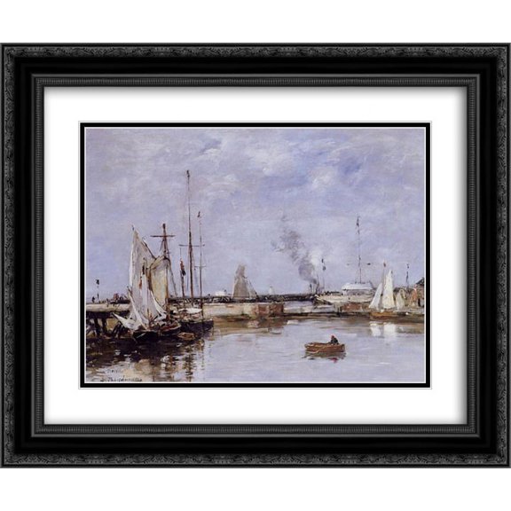 Eugene Boudin 2x Matted 24x20 Black Ornate Framed Art Print 'The Lock at Trouville'