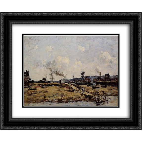 Eugene Boudin 2x Matted 24x20 Black Ornate Framed Art Print 'Trouville, the Ferry to Deauville'