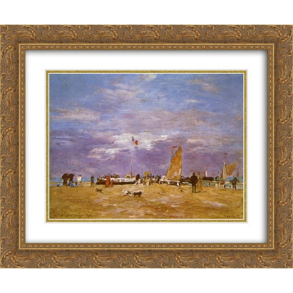 Eugene Boudin 2x Matted 24x20 Gold Ornate Framed Art Print 'Pier Deauville'