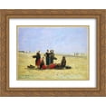 thumbnail image 1 of Eugene Boudin 2x Matted 24x20 Gold Ornate Framed Art Print 'Women on the Beach at Berck', 1 of 2