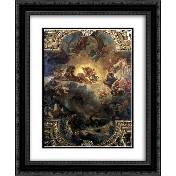 Eugene Delacroix 2x Matted 20x24 Black Ornate Framed Art Print 'Apollo Slays Python'