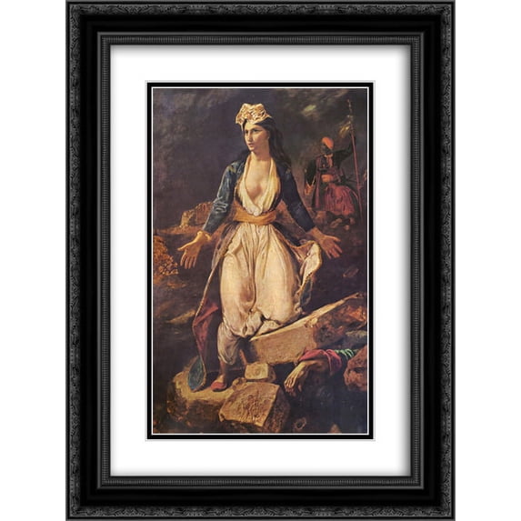 Eugene Delacroix 2x Matted 20x24 Black Ornate Framed Art Print 'Greece expiring on the Ruins of Missolonghi'