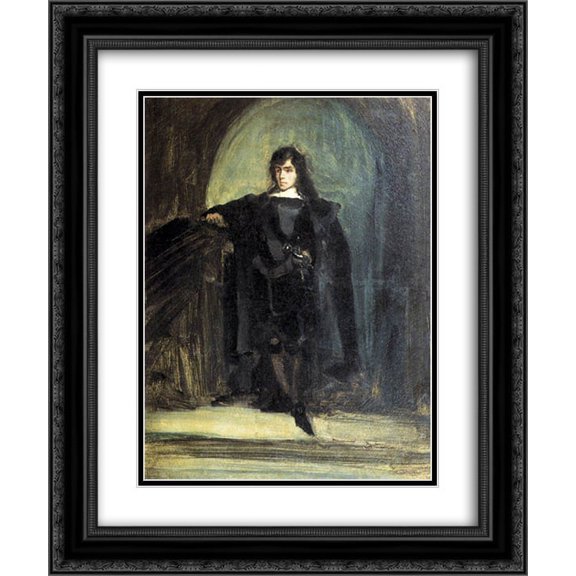 Eugene Delacroix 2x Matted 20x24 Black Ornate Framed Art Print 'Self Portrait as Hamlet'