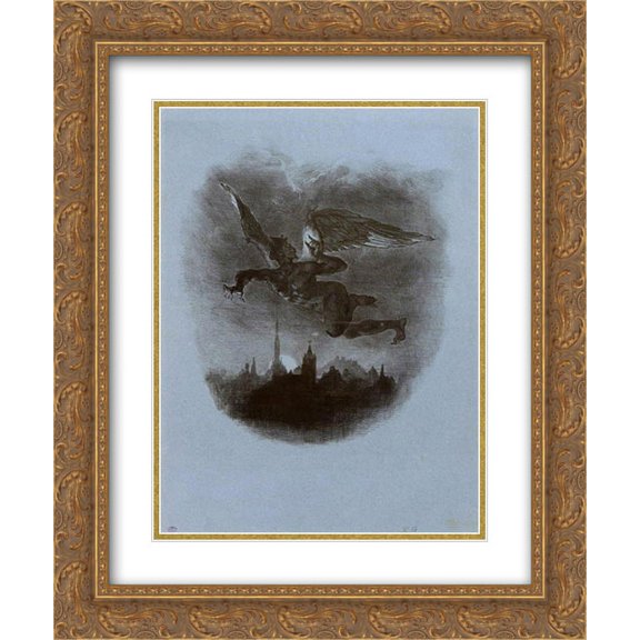 Eugene Delacroix 2x Matted 20x24 Gold Ornate Framed Art Print 'Mephistopheles Aloft'