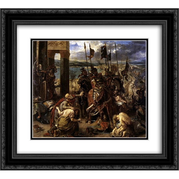 Eugene Delacroix 2x Matted 22x20 Black Ornate Framed Art Print 'The Entry of the Crusaders into Constantinople'