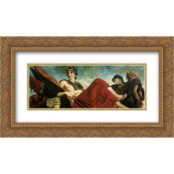 Eugene Delacroix 2x Matted 24x14 Gold Ornate Framed Art Print 'War'