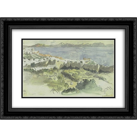 Eugene Delacroix 2x Matted 24x18 Black Ornate Framed Art Print 'View of Tangier'