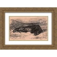 thumbnail image 1 of Eugene Delacroix 2x Matted 24x18 Gold Ornate Framed Art Print 'Panther', 1 of 2
