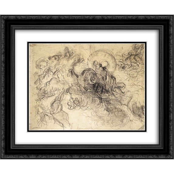 Eugene Delacroix 2x Matted 24x20 Black Ornate Framed Art Print 'Apollo Slays Python'
