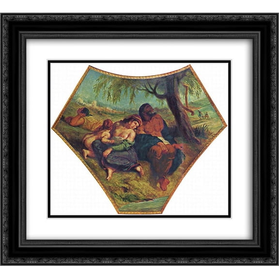 Eugene Delacroix 2x Matted 24x20 Black Ornate Framed Art Print 'Babylonian Captivity'
