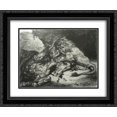 thumbnail image 1 of Eugene Delacroix 2x Matted 24x20 Black Ornate Framed Art Print 'Lion devouring an Arab horse', 1 of 2