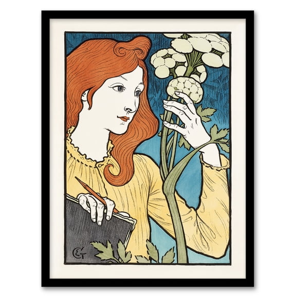 Eugene Grasset Salon des Cent Woman Drawing Flower Framed Wall Art Print A4