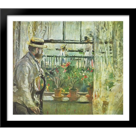 Eugene Manet on the Isle of Wight 32x28 Large Black Wood Framed Print Art by Berthe Morisot