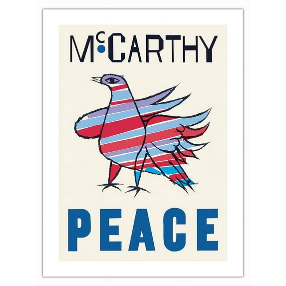 Eugene McCarthy Peace - Vintage Presidential Campaign Poster by Ben Shahn c.1968 - Bamboo Fine Art 290gsm Paper Print (Unframed) 18x24in
