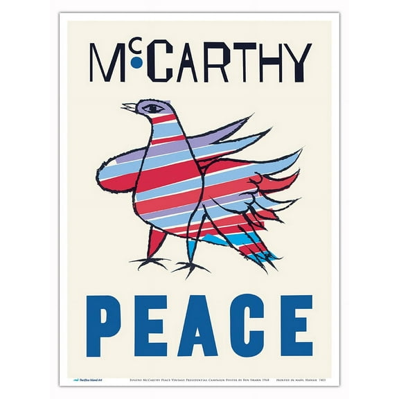 Eugene McCarthy Peace - Vintage Presidential Campaign Poster by Ben Shahn c.1968 - Master Art Print (Unframed) 9in x 12in