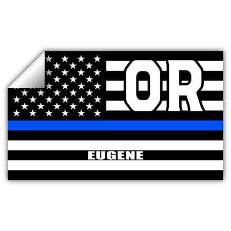 Eugene OR Oregon Lane County Thin Blue Line Stealthy USA Flag - Honoring Law Enforcement Officers Flags - Blue Lives Matter Euro Decal Bumper Sticker 3M Vinyl 3" x 5"