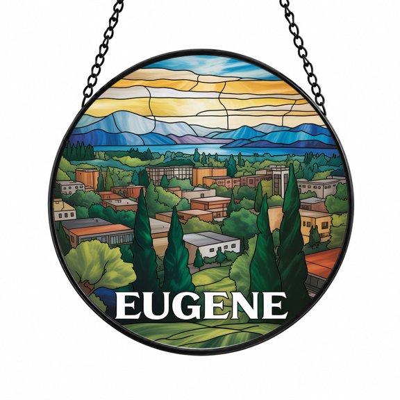 Eugene Oregon Travel Stained Glass Sun Catchers, Travel Souvenir Window Decor