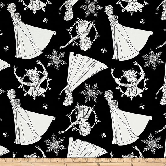 Eugene Textiles Disney Frozen Elsa Black Fabric by The Yard