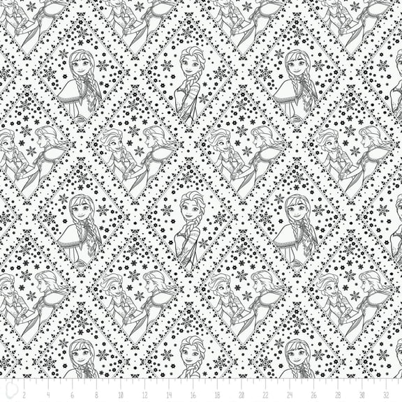 Eugene Textiles Disney Frozen Sisters in Damask, White