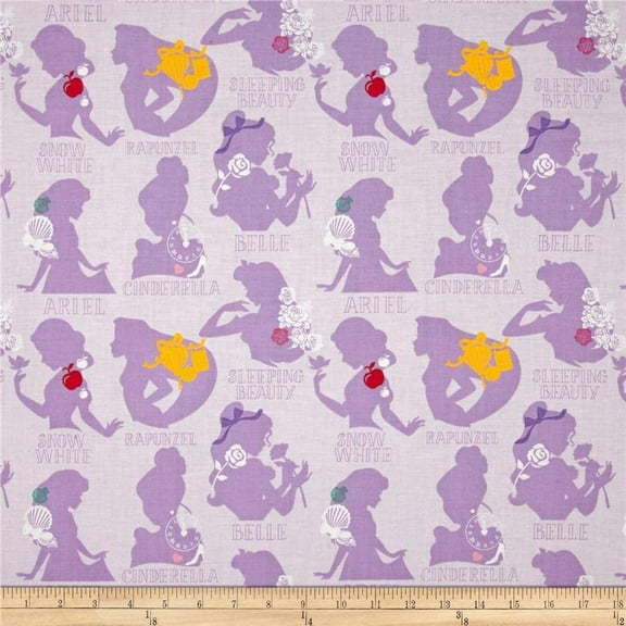 Eugene Textiles Disney Princess Cameo Purple Quilt Fabric By The Yard, Purple