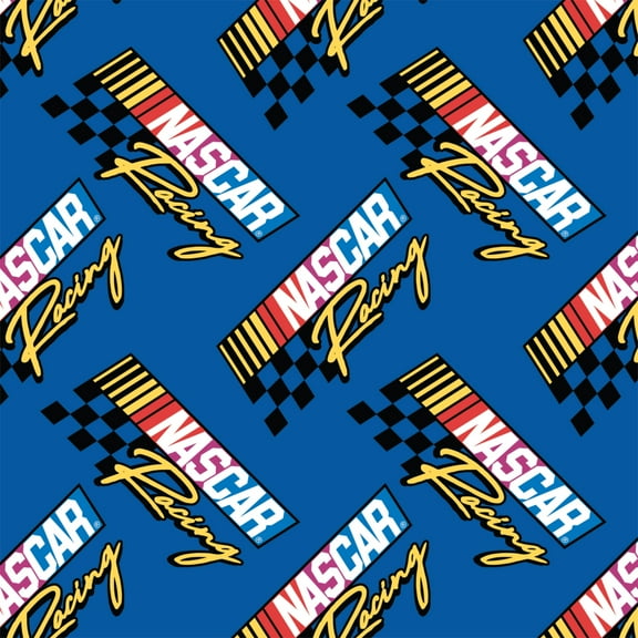 Eugene Textiles Premium Nascar Royalty Blue Racing 100% DIY & Quilting Cotton , Width 44 Inch , By the yard