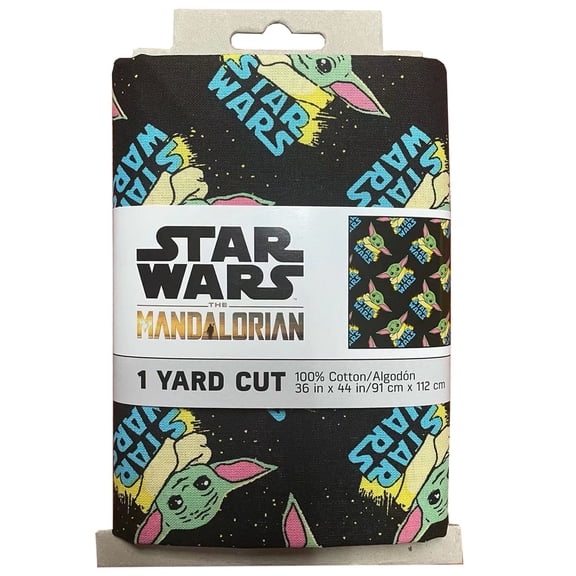 Eugene Textiles Star Wars the Child Grogu 100% Cotton Pre-Cut Fabric, 36" x 44" (1 Yard) Black