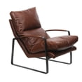 thumbnail image 1 of Eugene Top Grain Leather Brown Accent Chair, 1 of 5