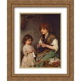 thumbnail image 1 of Eugene de Blaas 2x Matted 20x24 Gold Ornate Framed Art Print 'The Knitting Lesson', 1 of 2