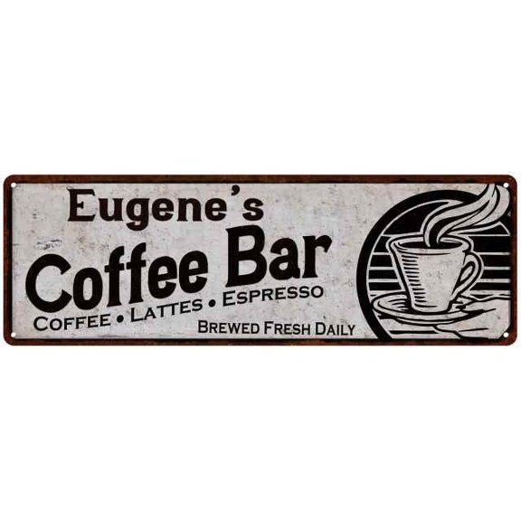 Eugene's Coffee Bar Sign Kitchen Decor 8x24 108240007285