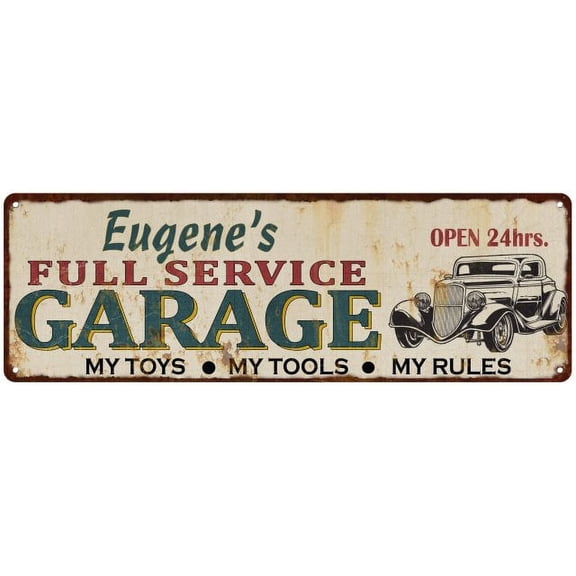 Eugene's Full Service Garage Metal Sign 6x18 Rusty Man Cave 106180047164