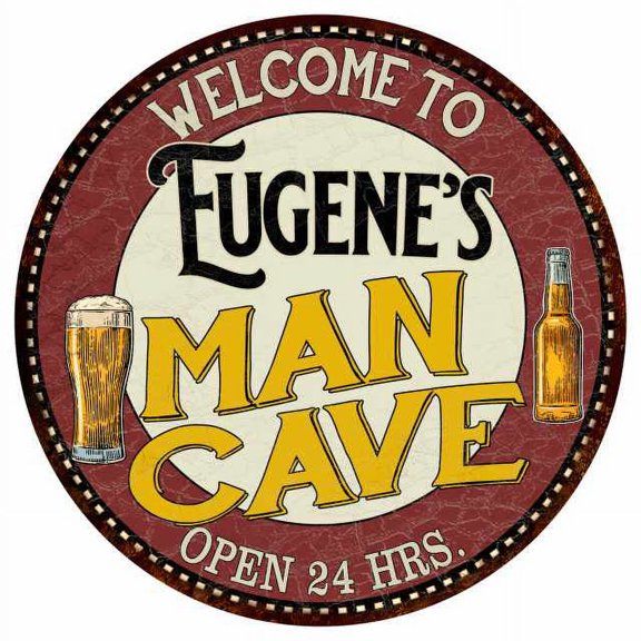 Eugene's Man Cave 12" Round Metal Sign Kitchen Bar Wall Dcor 200120035282
