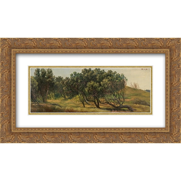 Eugene von Guerard 2x Matted 24x14 Gold Ornate Framed Art Print 'Honeysuckles, Cape Schanck '