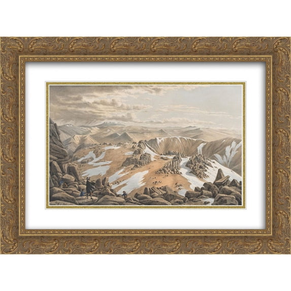 Eugene von Guerard 2x Matted 24x18 Gold Ornate Framed Art Print 'North east view from the top of Mt Kosciusko '