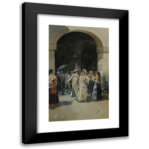 Eugenio Lucas Villamil 10x14 Black Modern Framed Museum Art Print Titled - After Mass