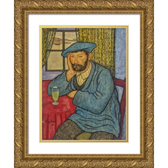 Eugeniusz Zak 15x18 Gold Ornate Wood Frame and Double Matted Museum Art Print Titled - Bearded Man (1908)