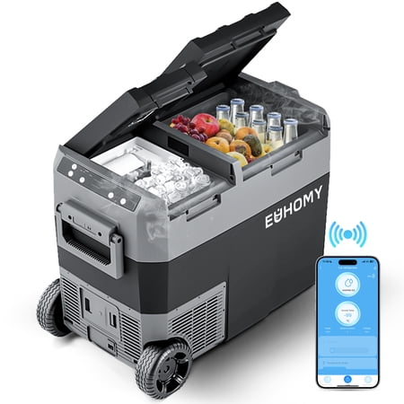 Euhomy 12 Volt Car Refrigerator with Ice Maker,48Qt(45L)Electric Cooler Freezer 4?~68? Fridge 12/24V DC 110-240V AC for RV,Camping, Travel, Outdoor, Home
