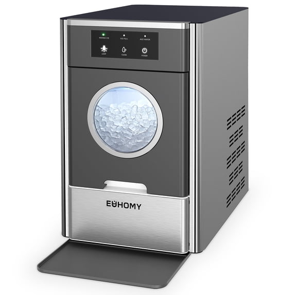 Euhomy 33lbs/24H Countertop Nugget Ice Maker, Soft Nugget Ice, 2 Ways Water Refill & Self-Cleaning Pebble Ice Maker