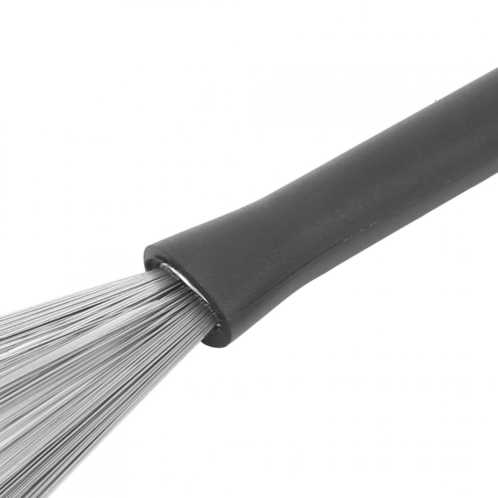 Eujgoov 2Pcs Retractable Drum Brush Rubber Handle Stainless Steel Wire Percussion Accessories