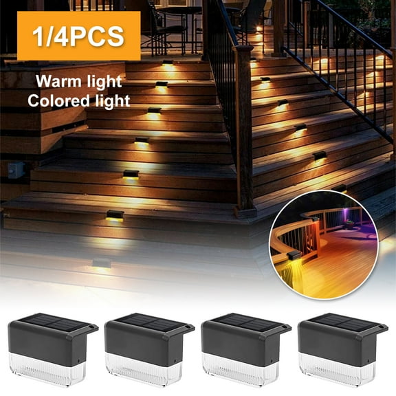 Eummy 1/4Pcs Solar Deck Light  IP65 Waterproof Solar Step Light with 2 Lighting Modes Solar Fence Wireless Decorative Light Auto On/Off for  Garden Yard