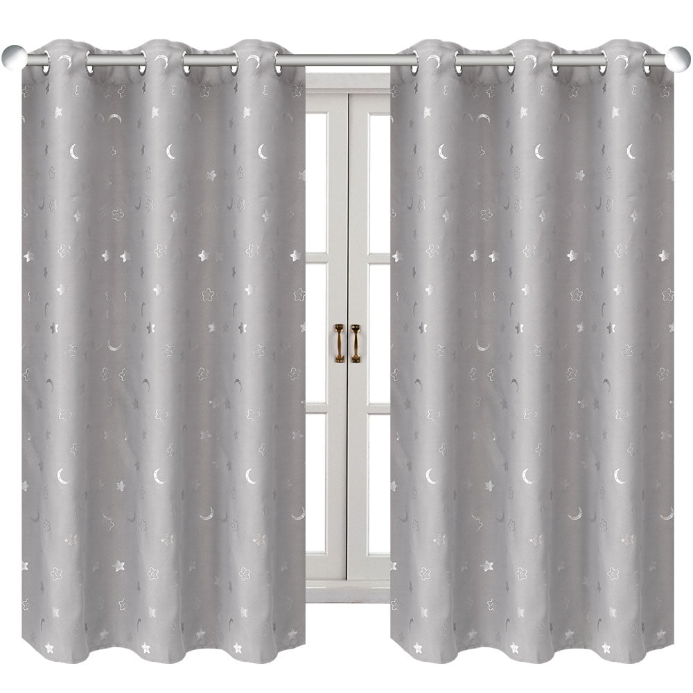 Eummy 2 pieces Star Blackout Curtains Eyelet Curtains Soundproof Curtains Thermal Insulated