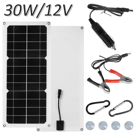 Eummy 30 Watts 12 Volt Portable Solar Panel Kit for RV Camper Vehicle Caravan and Other Off Grid Applications with USB Port High Efficiency Solar Battery with Controller