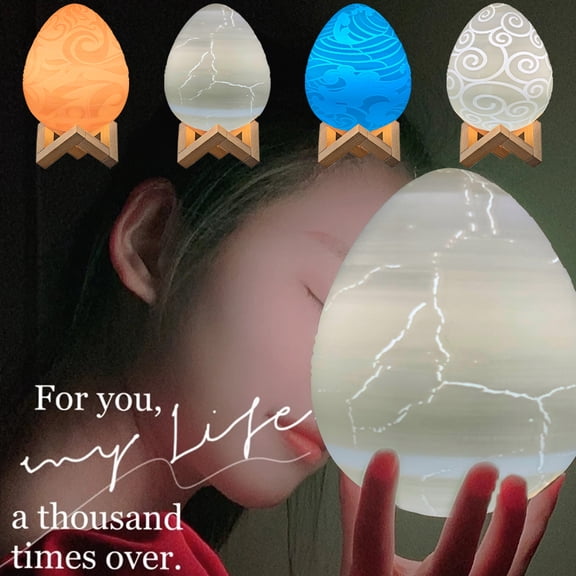 Eummy 3D Printing Creative Night Light 3D Print Dinosaur Egg Light 16 Color Remote Control Bedside Lamp Rechargeable LED Touch Lamp for Bedroom Table