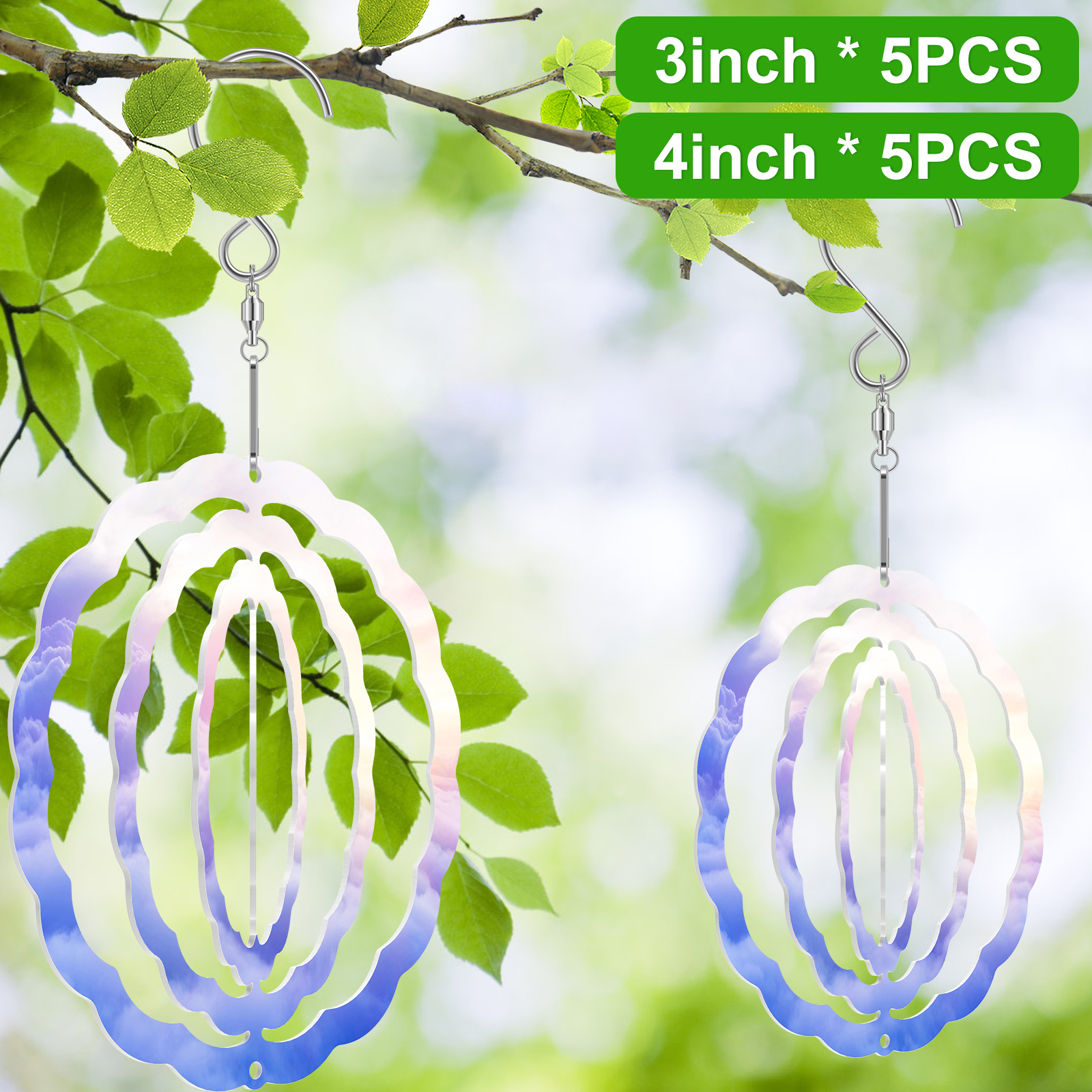 Eummy 5 Pack 4 inch Aluminum 3D Sublimation Wind Spinner Double Sided Circle Sublimation Garden