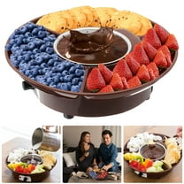 Eummy Chocolate Fondue Maker- Deluxe Electric Dessert Fountain Fondu Pot Set with Forks and Party Serving Tray Chocolate Fondue Pot Set for Party