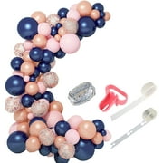 Eummy Colorful Latex Balloon Non-toxic Navy Blue and Pink Inflatable Thicken Confetti Balloons Gender Reveal Backdrop Balloons Happy Party Supplies for Baby Shower Decorations