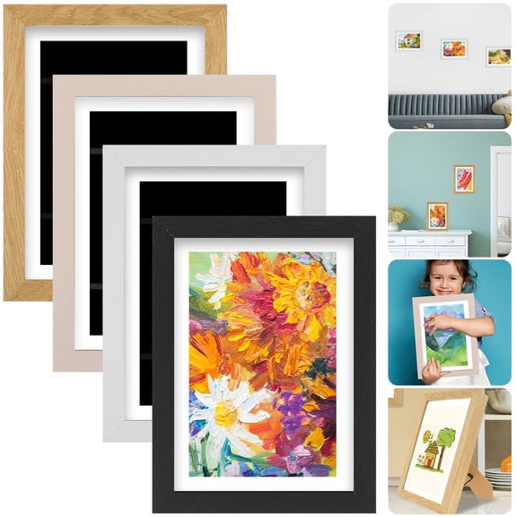 Eummy Kids Art Frame 13.4×10inch Front Opening Kids Artwork Frames Picture Storage Frames Crafts Drawing Hanging Art Display for A4（White，1Pack+color lead）