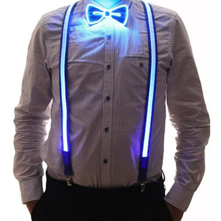 Eummy LED Suspender Glow in the Dark Trouser Braces Light Up Y-shaped  Trousers Strap Adjustable and Elastic Illuminated Suspender for Women Men  Costume Accessory 