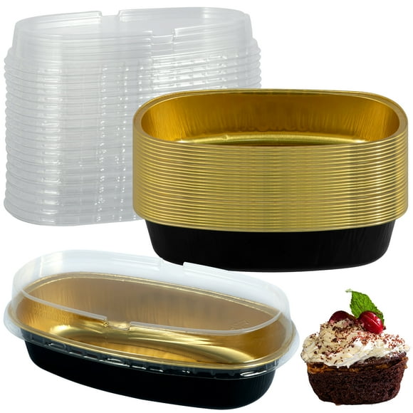 Eummy Set of 25 Mini Loaf Pans With Lids Aluminum Foil Baking Pans 300ml Reusable Ramekins Baking Cups Muffin Tins Cupcake Cups For Mini Brownie Cake Bread Loaf