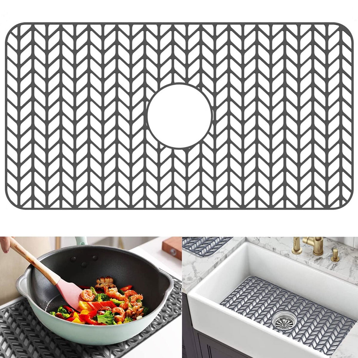 Up To 55% Off on Silicone Sink Mat Grid Heat R