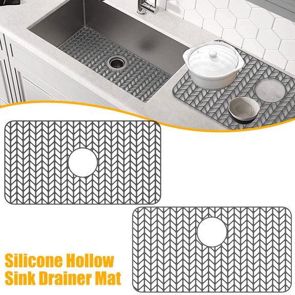 Eummy Silicone Sink Protector, Heat-Resistant Kitchen Sink Mat, Anti-Slip Sink Mat Grid Sink Drain Center for Home Kitchen Countertop, 2614inch